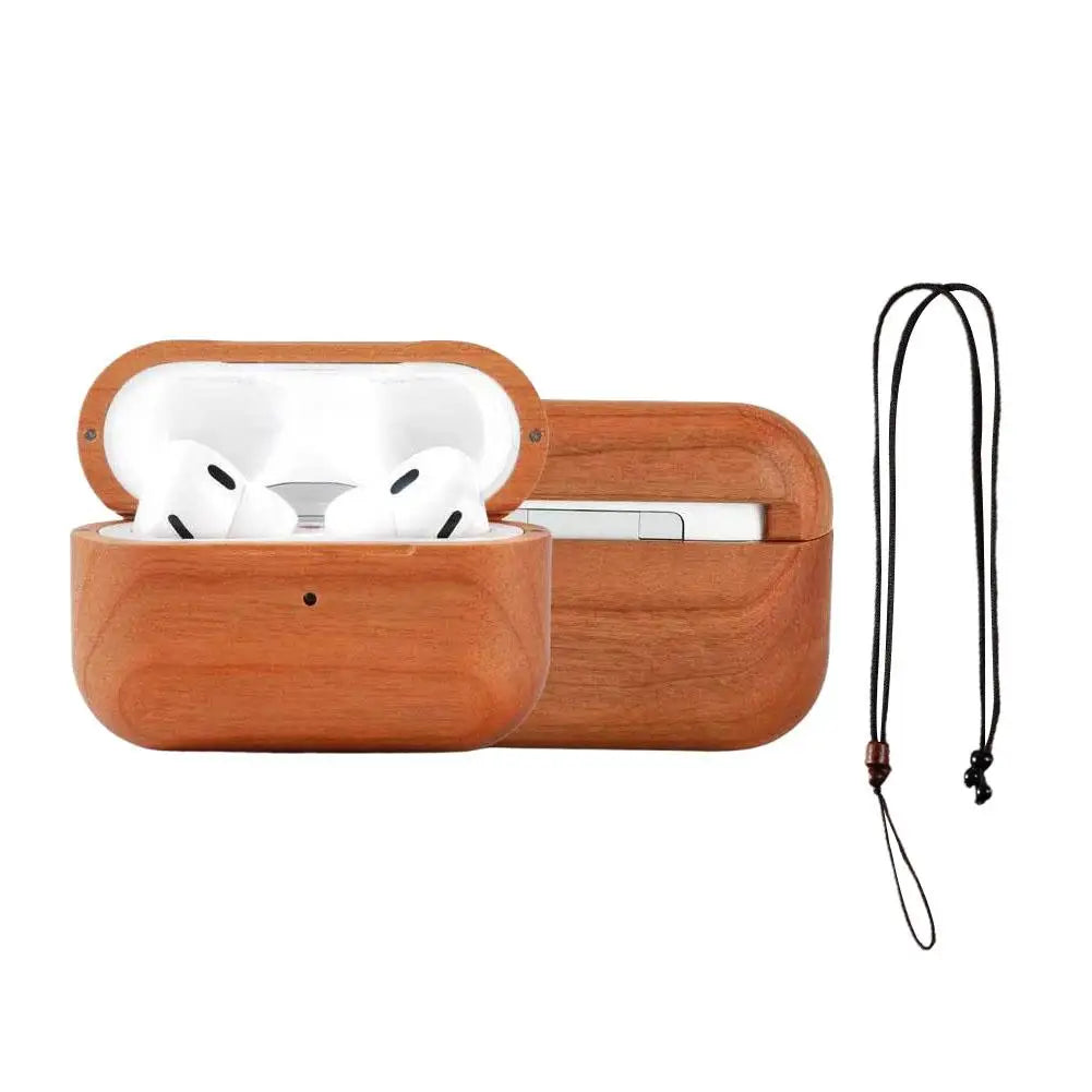 Luxury High-end Solid Wood Earphone Case For Airpods Pro 3 Cover For Airpods Pro 3 Full Protection Hard Box With Short Strap