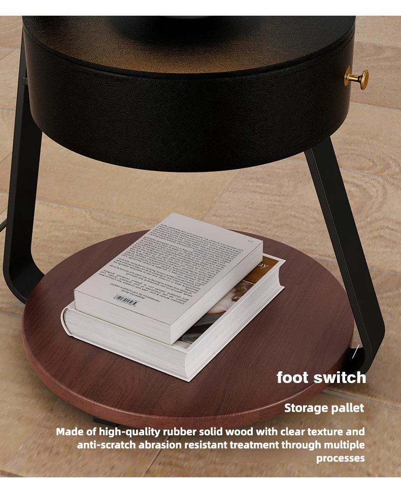 Bedroom Minimalist Nightstands Small Space Round Light Smart Bedside Table With Wireless Charger Nachttisch Library Furniture