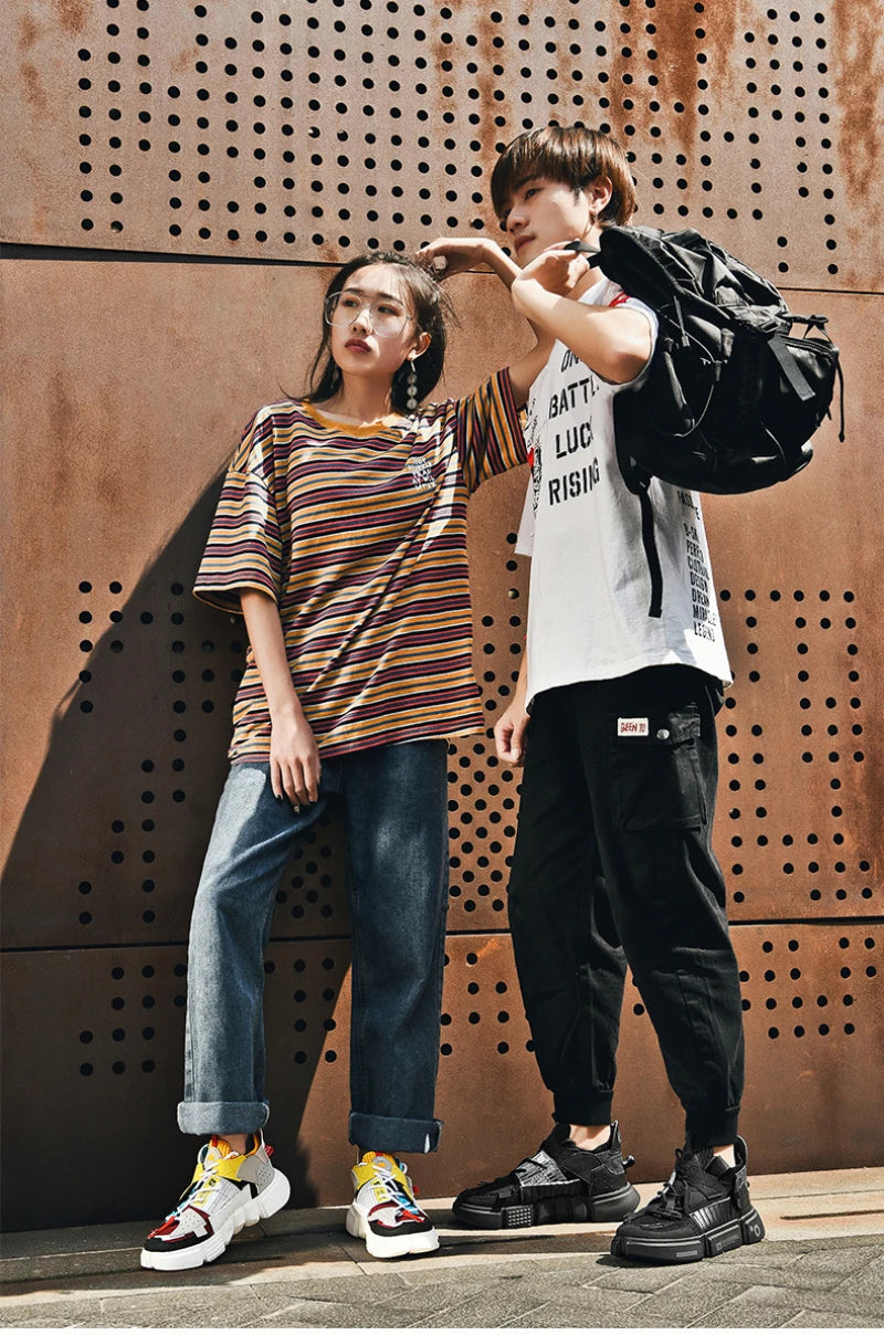 Men's Shoes For Enlightenment In Autumn New Breathable Super Hot Couple Shoes For Men's Korean Style Color-Blocking Personality