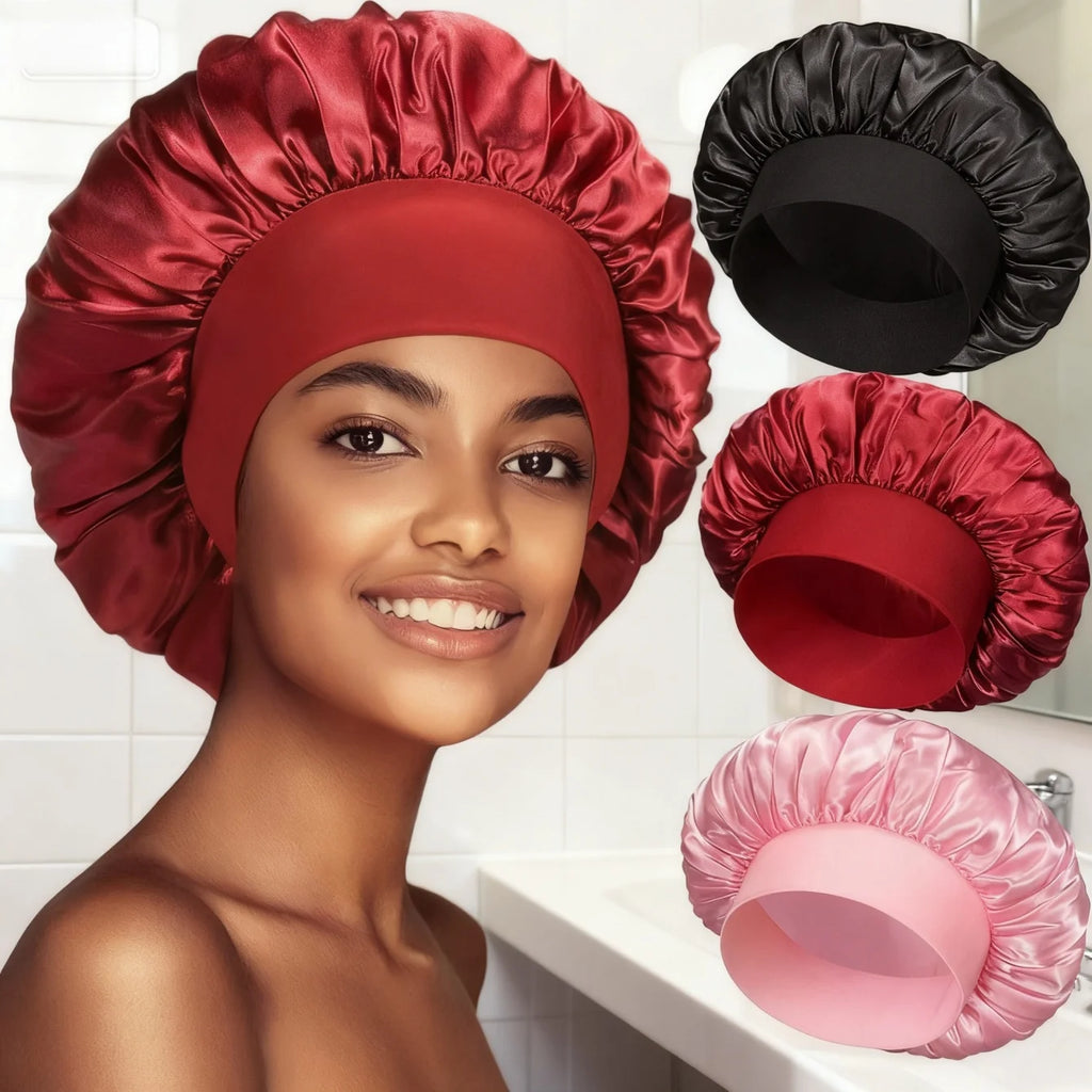 Bonnet for Sleeping Women, Double Layer Hair Satin Bonnets with Elastic Band, Sleep Cap Curly Natural Hair