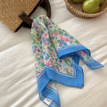 Fashion Flower Print Small Scarf For Women Girls Luxury Head Scarf Sweet Thin Scarf Outdoors Beach Sunscreen Scarf Gifts