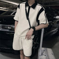 Men's High-end Outfit Suits for Summer Pairing with Handsome Polo Shirt Short-sleeved Shorts Cool Handsome Two-piece Set