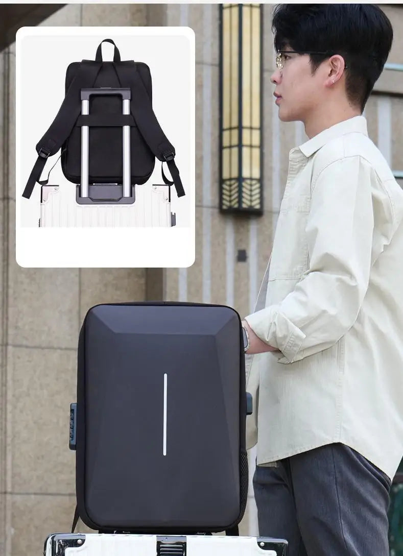 USB Hard Shell Computer Backpack Men's Fashionable Senior high school College Student Schoolbag Large Capacity Business Backpack