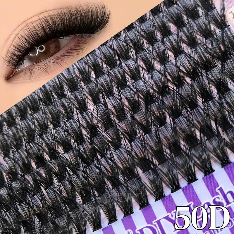 800 Clusters of 50D+60D+80D+100D False Eyelashes, 9-16mm Mixed Lengths, Freely Combinable, D/DD Curl