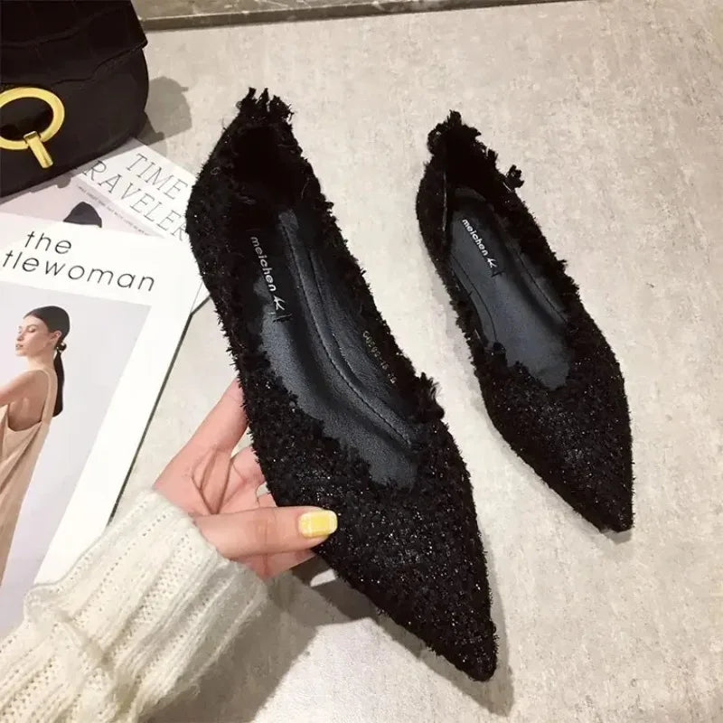 2026 Women Shoe Exquisite Pointed Tip Casual Shoes for Woman Elegant French Style Flat Shoe Fashion Designer Shoes Zapatos Mujer