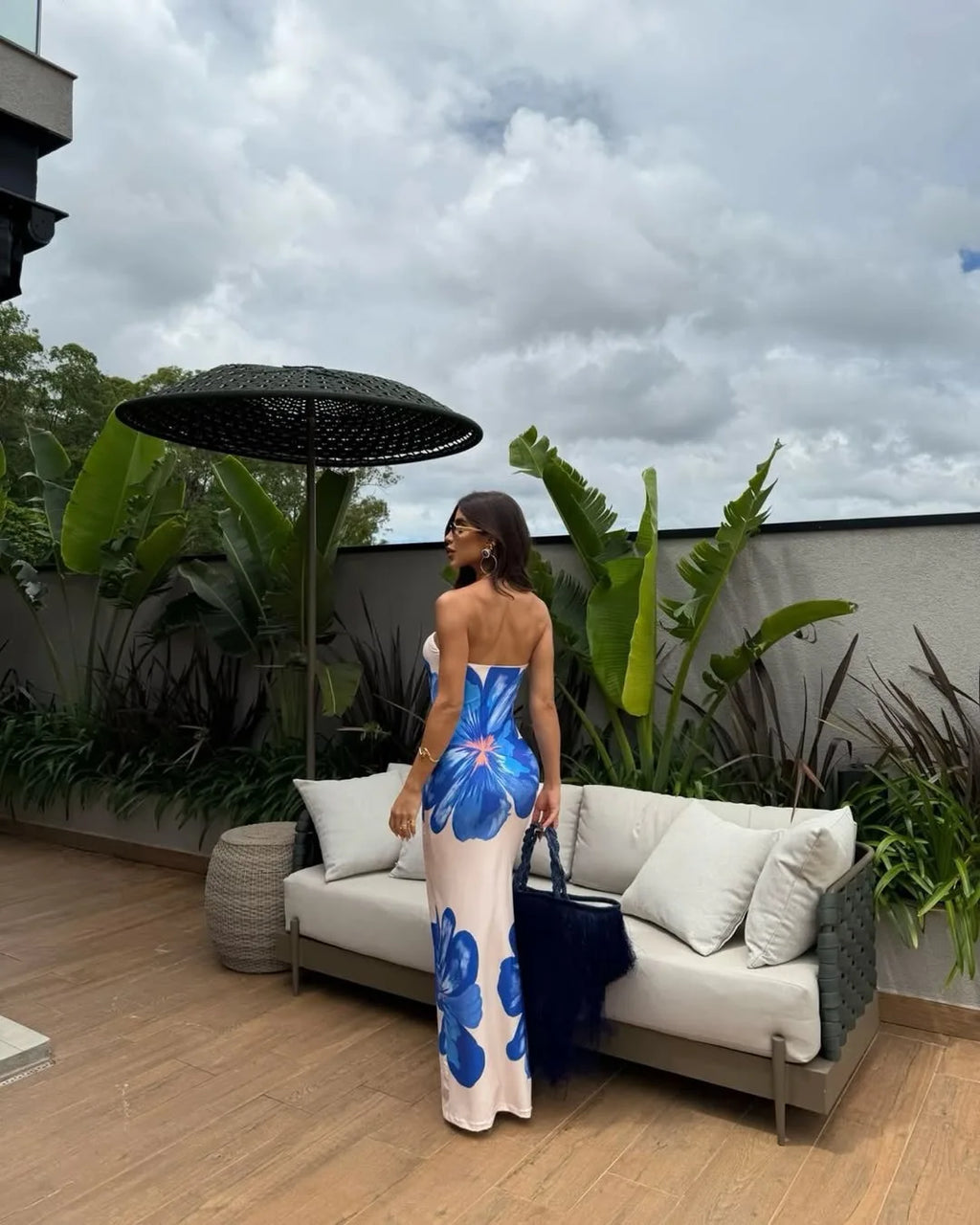 Fashion Milk Silk Fabric Floral Print Sexy Long Dresses Elegant Backless Bodycon High Waist Midi Dress 2025 Summer Vacation Boho