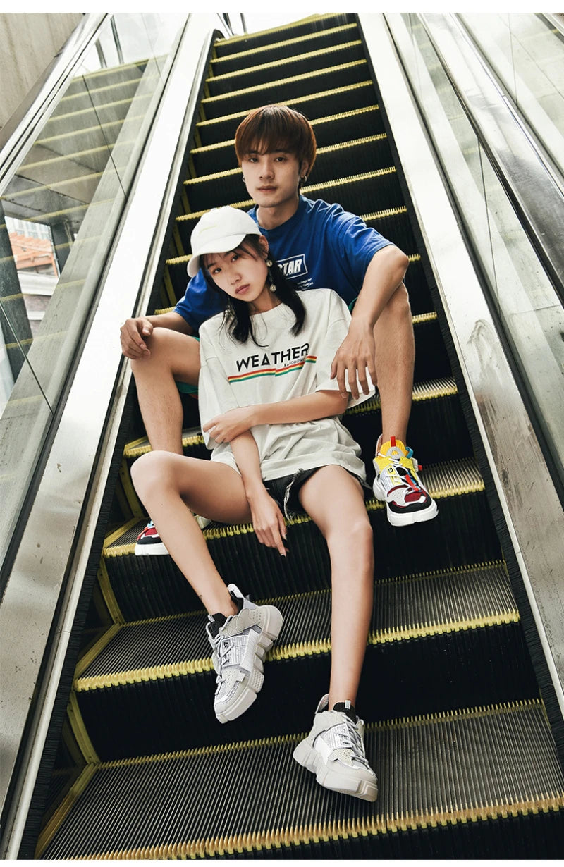 Men's Shoes For Enlightenment In Autumn New Breathable Super Hot Couple Shoes For Men's Korean Style Color-Blocking Personality