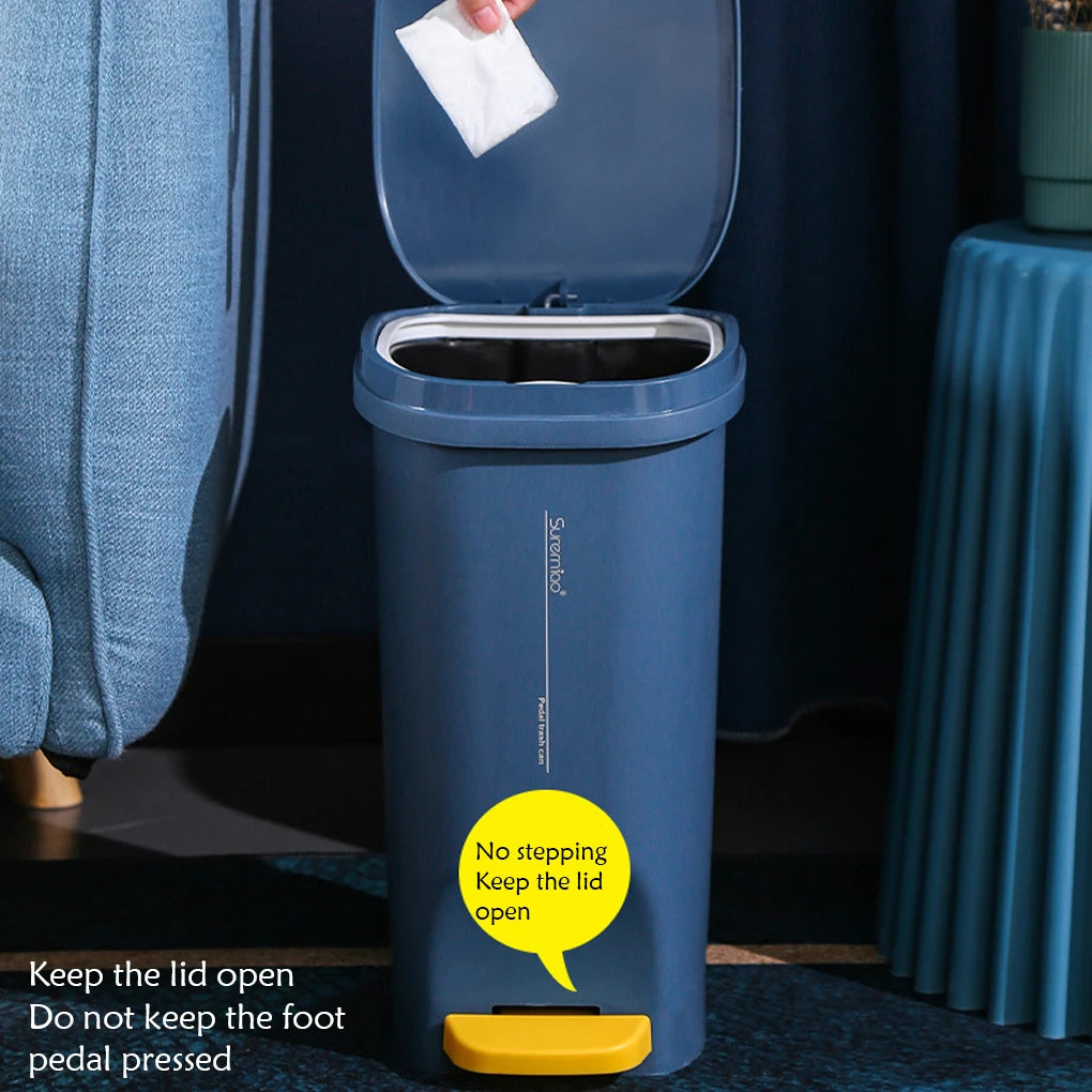 Trash Can Foot Pedal Garbage Cans Rubbish Bin Dustbin Buckets with Cover for Household Kitchen Bathroom Cleaning Red