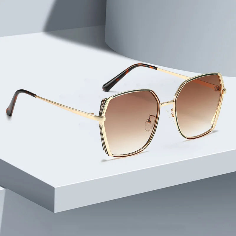 Sunglasses for Women Fashionable and Minimalist Frame with Gradient Lenses Sunglasses with Metal Eyeglass Legs Streamlined Frame