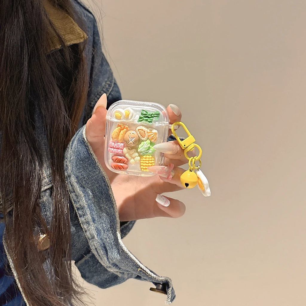 Earphone Case For Airpods Pro 2 3 1 4 Cover Ins Yellow Hot Pot Vegetables Protective Headphones Case For Airpods 4 Funda Cover