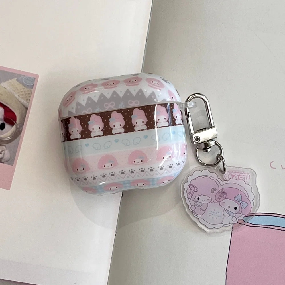 My Melody Earphone Case For Airpods 1 2 3 4 Pro2 Pro3 Cartoon TPU Bluetooth Headphone Protective Cover Accessories With Pendant