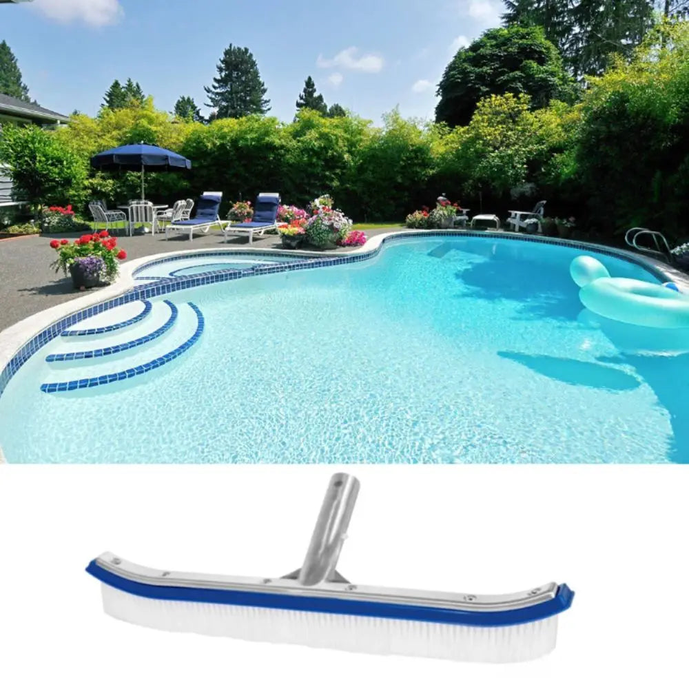18 Inch Pool Cleaning Brush Aluminum Handle Stainless Steel Brush Swimming Pool Brush Glue Floor Brush Plastic Brush