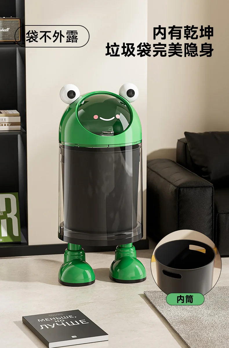 Trash can large large capacity living room kitchen household waste basket sealing sliding cover double layer no bending trash