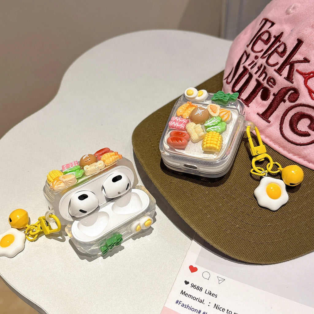 Earphone Case For Airpods Pro 2 3 1 4 Cover Ins Yellow Hot Pot Vegetables Protective Headphones Case For Airpods 4 Funda Cover