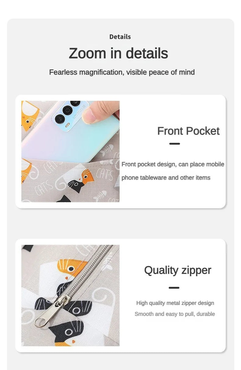 Handheld Bento Bag Cartoon Style Lunch Box Bag Insulated Bag Large Capacity Storage Bag Lunch Bag for Office Workers