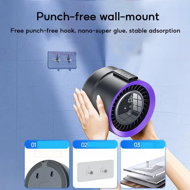 Eary Multifunctional Electric Fan Desktop Wall Mount Fan with Light LED Display Wireless Remote Control Home Air Circulation Fan