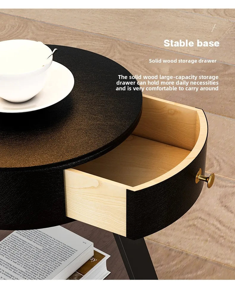 Bedroom Minimalist Nightstands Small Space Round Light Smart Bedside Table With Wireless Charger Nachttisch Library Furniture