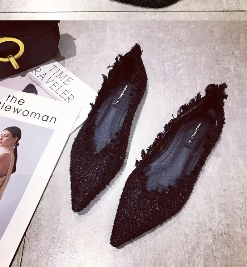 2026 Women Shoe Exquisite Pointed Tip Casual Shoes for Woman Elegant French Style Flat Shoe Fashion Designer Shoes Zapatos Mujer