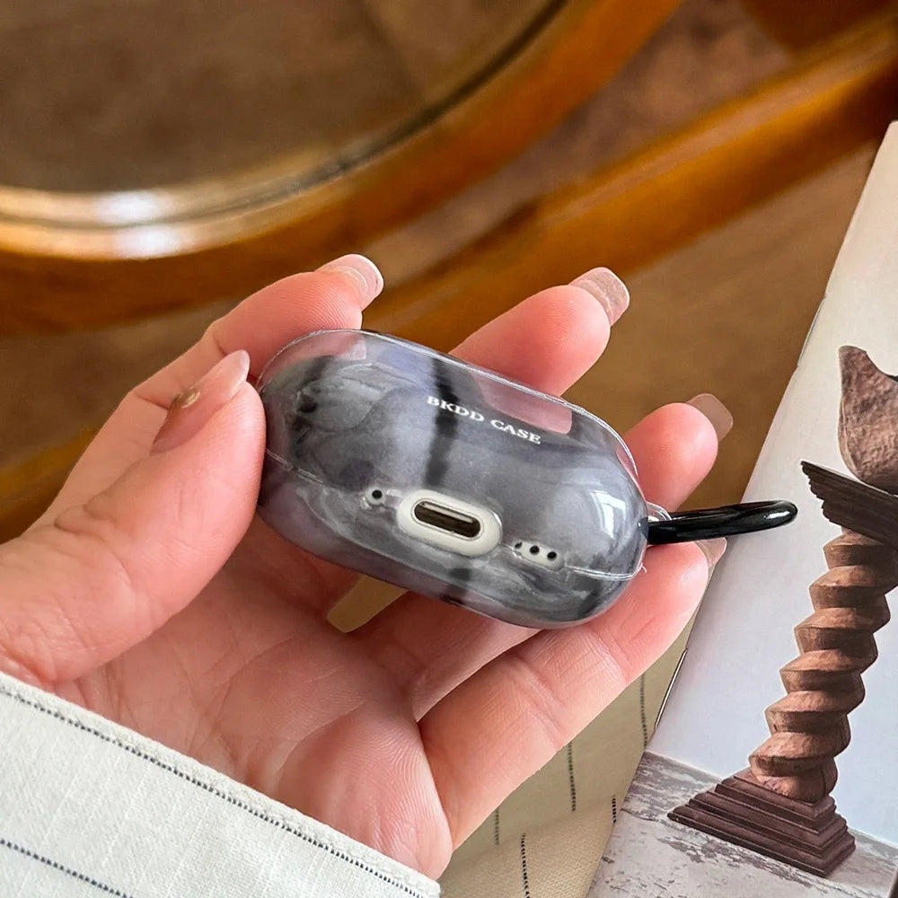 Simple Style Graphite Grey Gloss Soft Protective Case for AirPods 1 or 2 Pro 2 4 3nd Generation Earphone Fundas Shockproof Coque