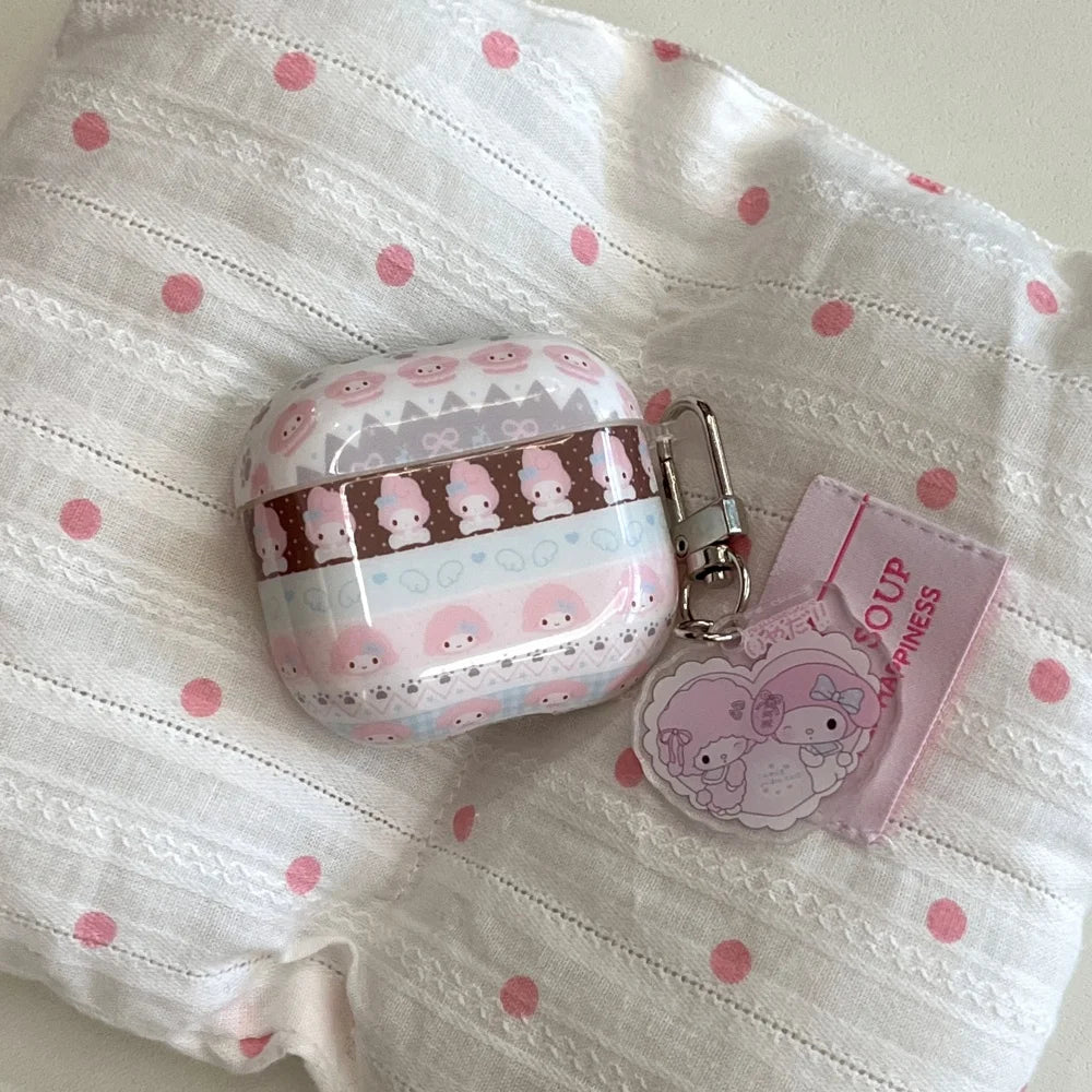 My Melody Earphone Case For Airpods 1 2 3 4 Pro2 Pro3 Cartoon TPU Bluetooth Headphone Protective Cover Accessories With Pendant