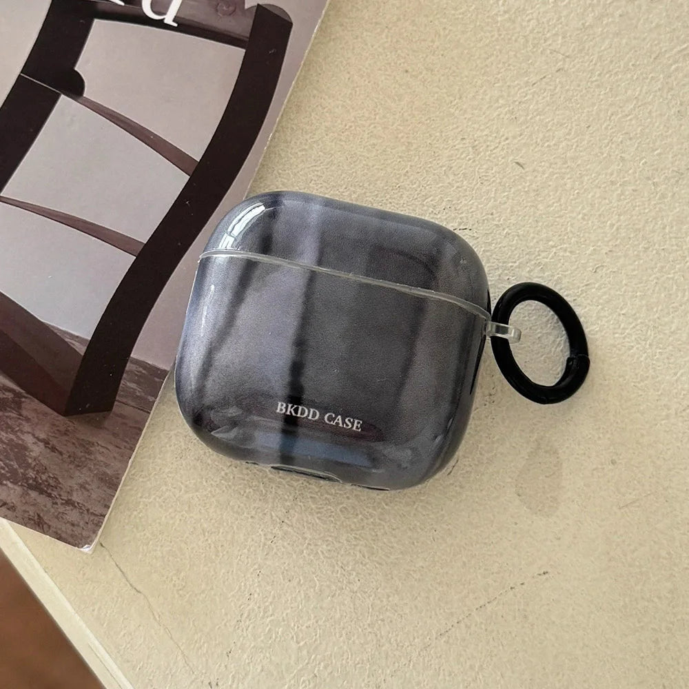 Simple Style Graphite Grey Gloss Soft Protective Case for AirPods 1 or 2 Pro 2 4 3nd Generation Earphone Fundas Shockproof Coque