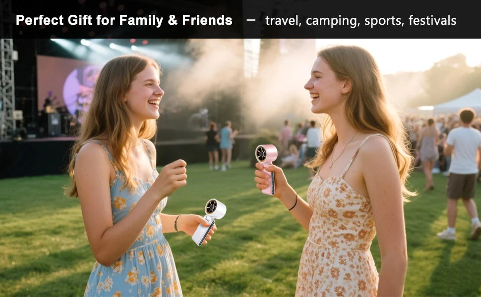 Fan - Handheld/Waist Clip/Neck-Wear Fan, 5-Speed Adjustment, 5000mAh Battery, 20-Hour Extended Run Time (Black/White/Pink)