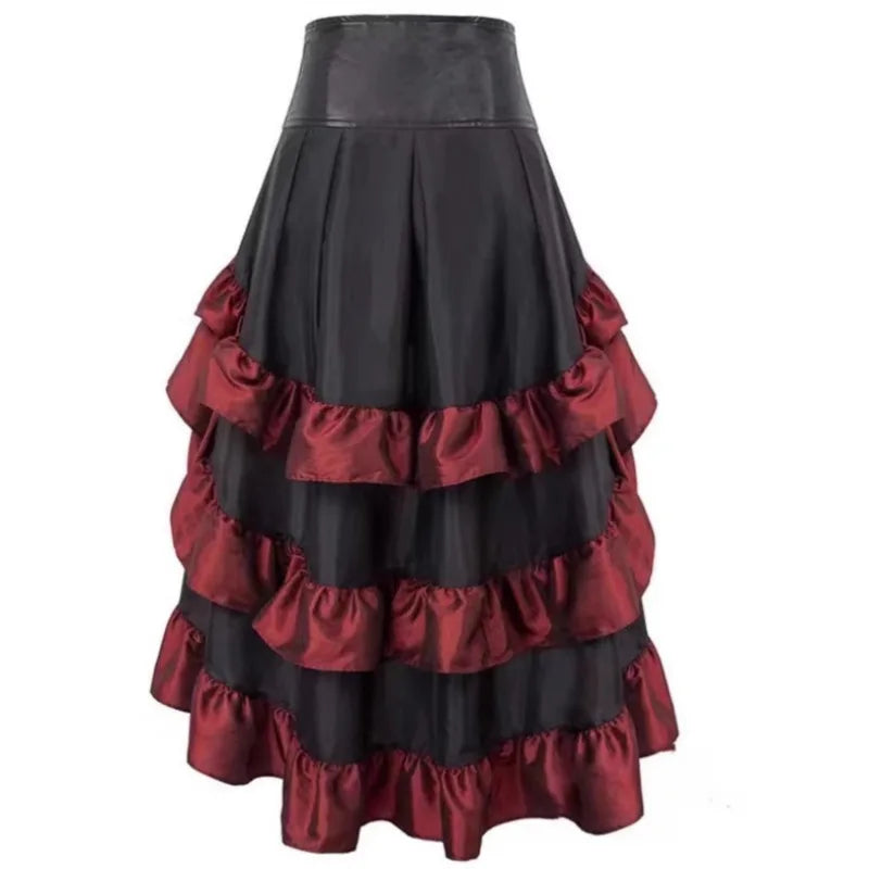Pirate Skirt for Women Hot Selling Gothic Style Long Skirt Cross Border Supply Irregular Ruffle Hem Design