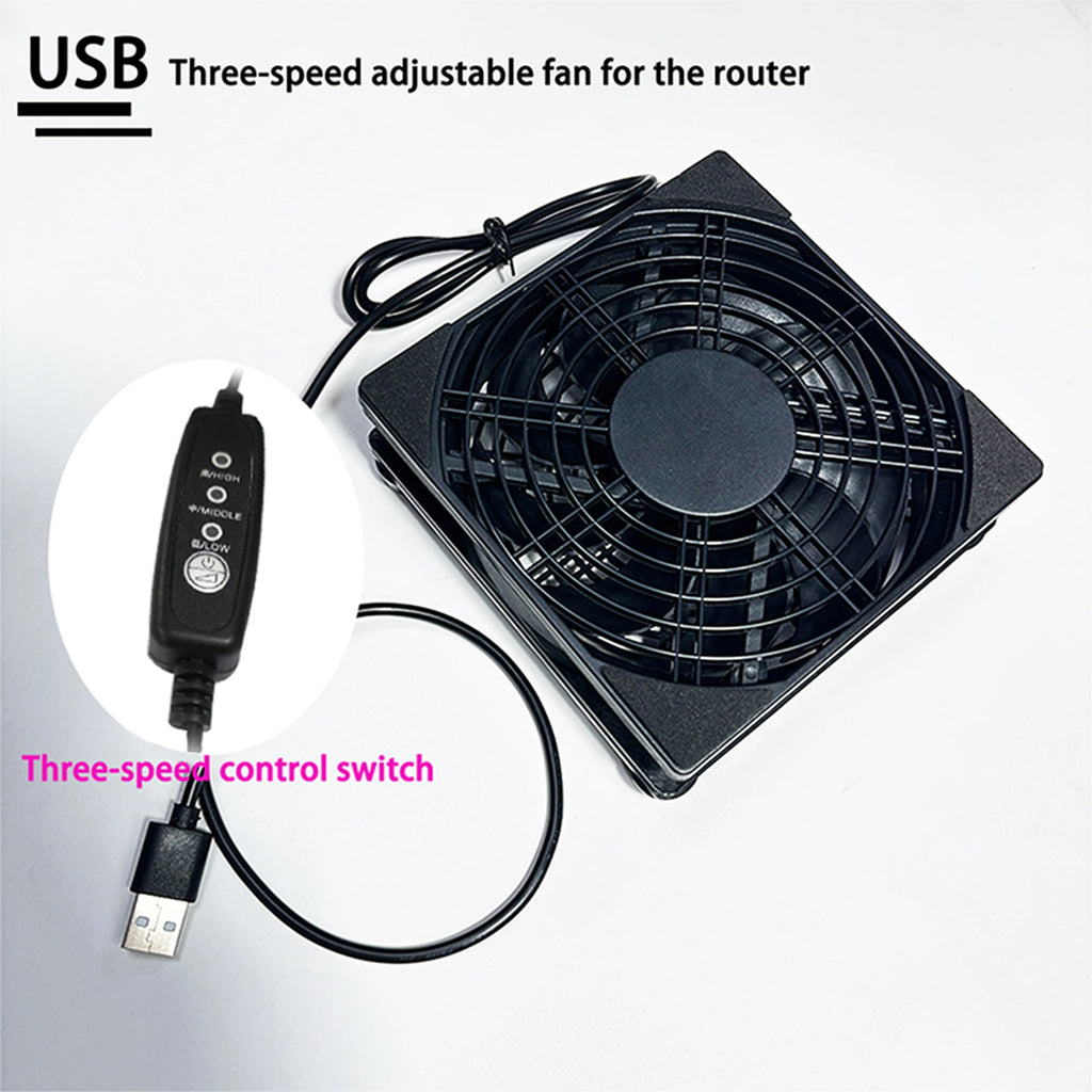 CX FUTRUE The 5V USB-powered fan supports three-speed adjustment and is suitable for cooling electronic devices such as routers.