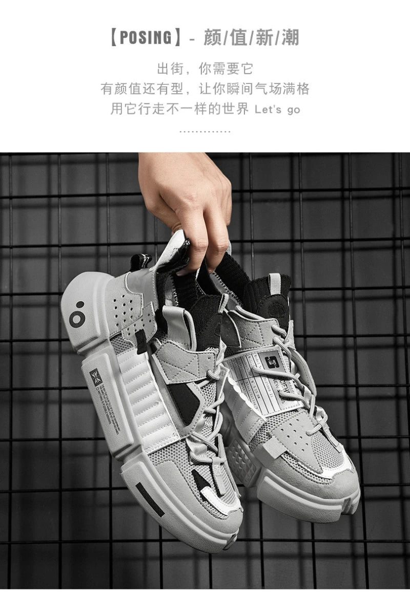 Men's Shoes For Enlightenment In Autumn New Breathable Super Hot Couple Shoes For Men's Korean Style Color-Blocking Personality