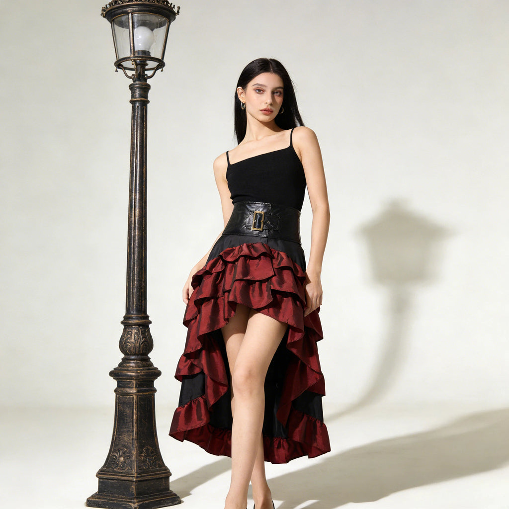 Pirate Skirt for Women Hot Selling Gothic Style Long Skirt Cross Border Supply Irregular Ruffle Hem Design