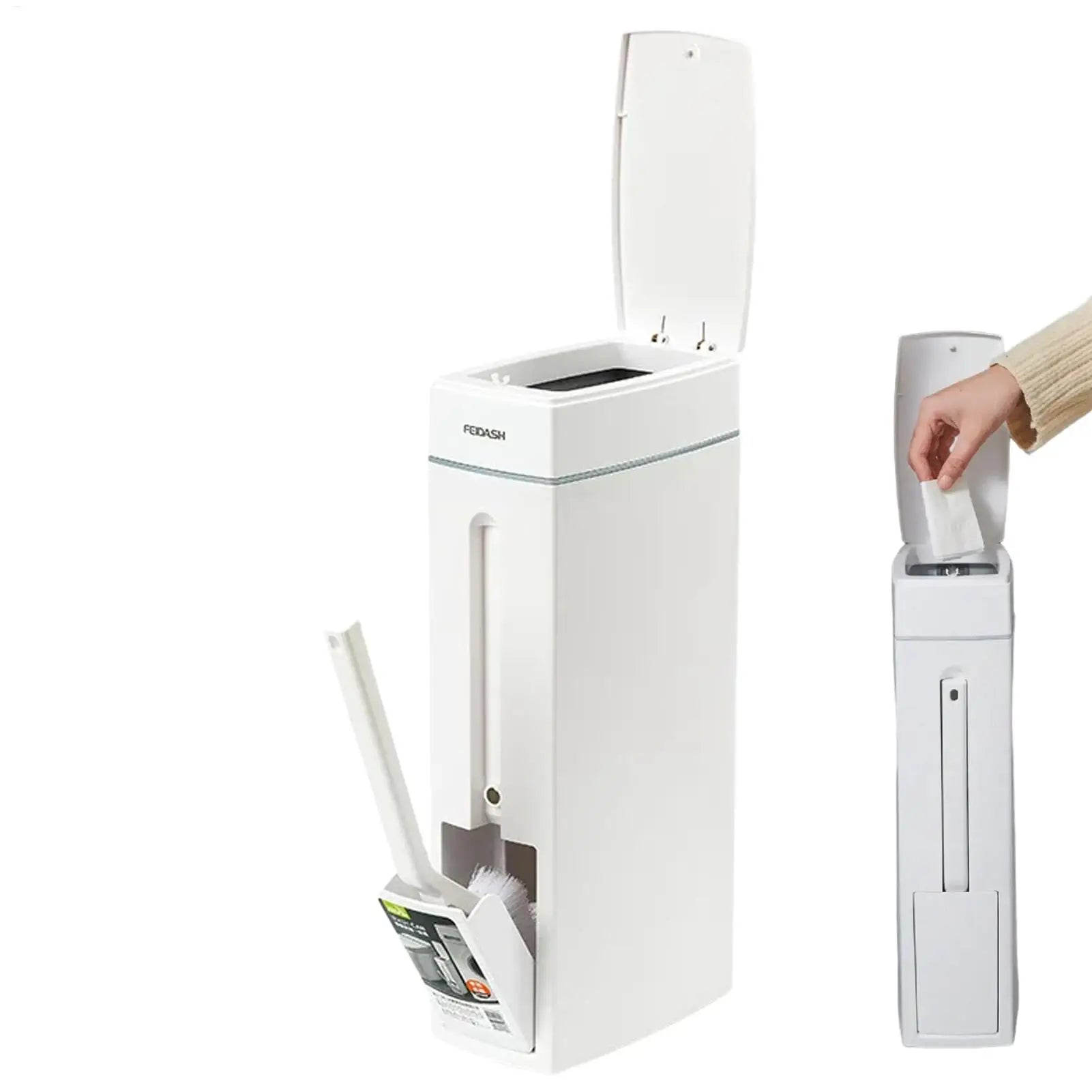 Trash Can For Bathroom Crevice Space Saving Press Trash Can With Toilet Brush Narrow Garbage Can Litter Bin Garbage Container