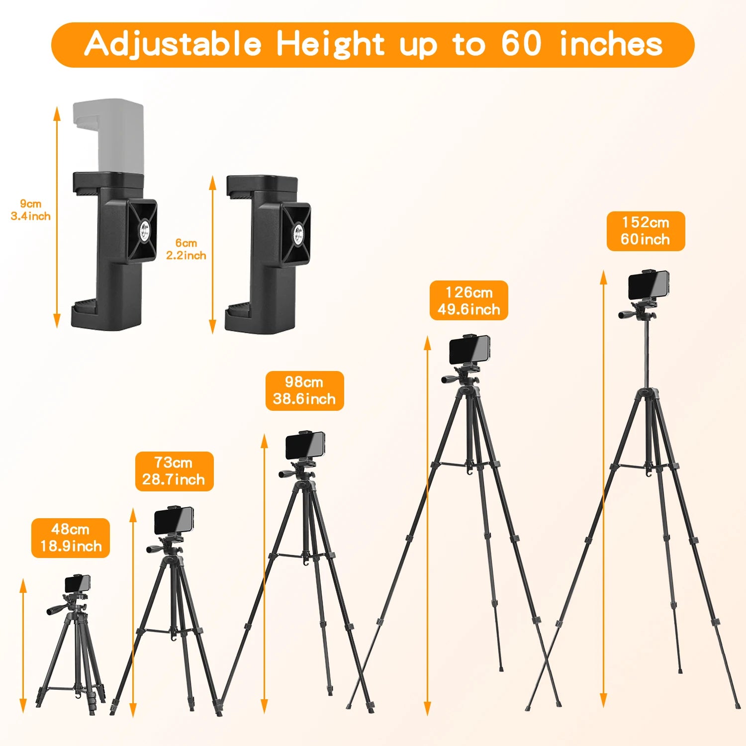 Tripod,60" Camera Tripod with Travel Bag,Cell Phone Tripod with Remote,Professional Aluminum Portable Tripod Stand