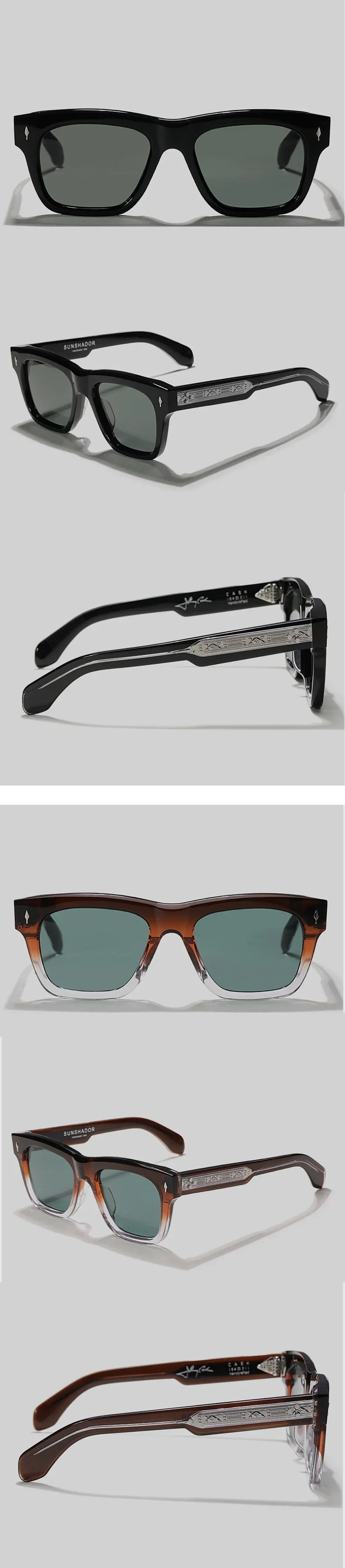 Sunglasses for Men Women Top-quality Handmade Square Acetate SCASH Luxury Brand Designer Outdoor Sports UV400 Trendy SUN GLASSES