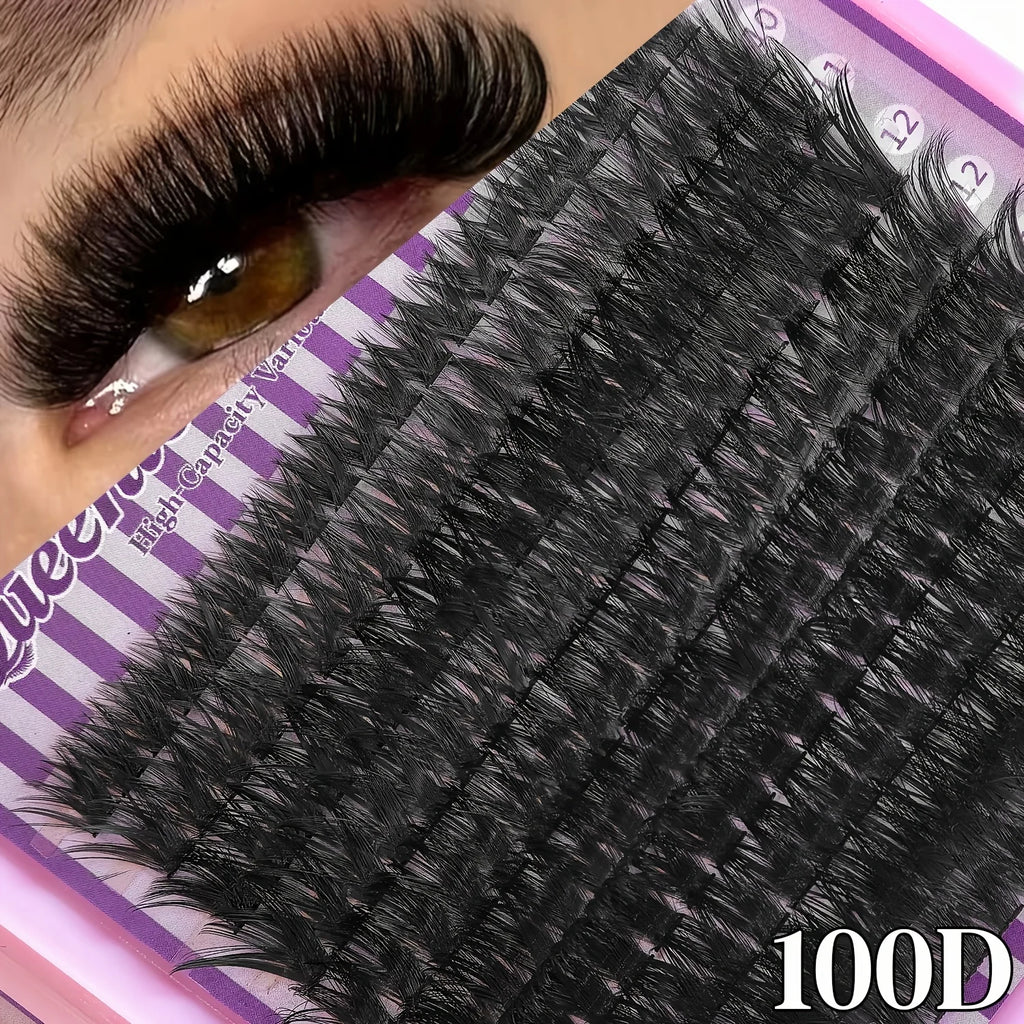 800 Clusters of 50D+60D+80D+100D False Eyelashes, 9-16mm Mixed Lengths, Freely Combinable, D/DD Curl