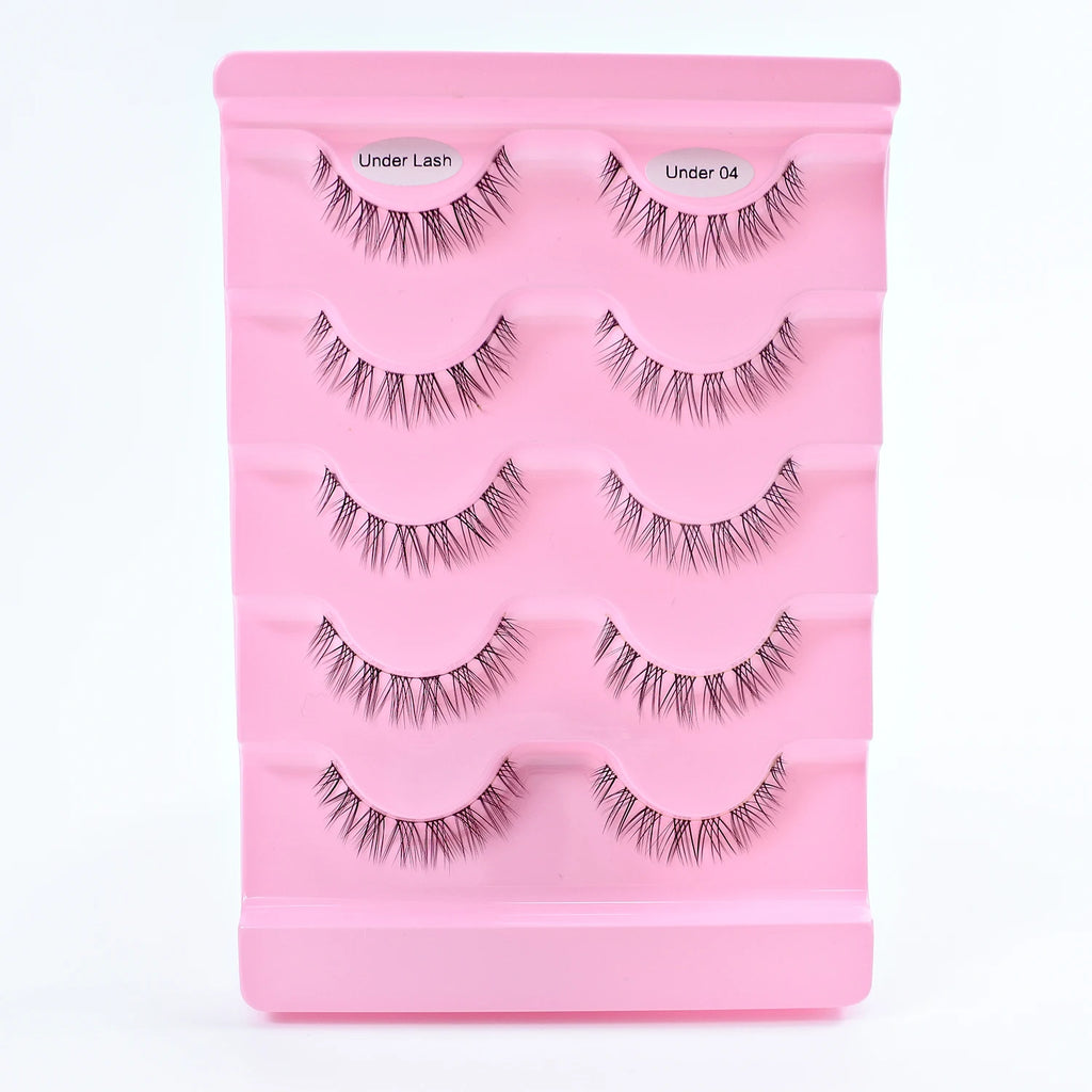5Pairs Bottom Lashes Natural Look Lower Lashes New Cosplay Korean Makeup Clear Band Wispy Manga Under Eyelashes