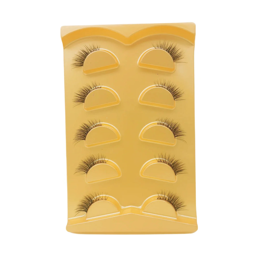 5 Pairs Short Natural Coner Lash Charming Hademade Transparent Clear Band Half Lashes