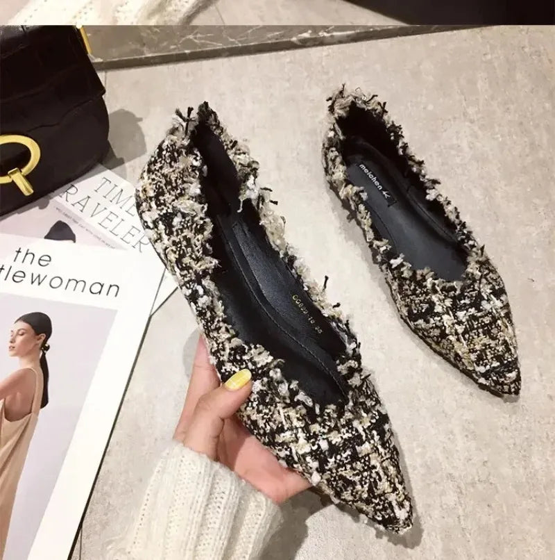 2026 Women Shoe Exquisite Pointed Tip Casual Shoes for Woman Elegant French Style Flat Shoe Fashion Designer Shoes Zapatos Mujer