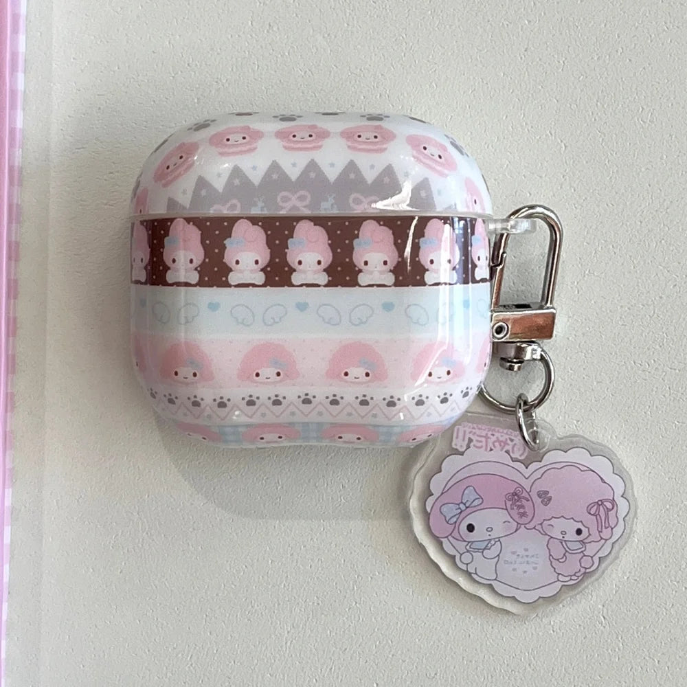 My Melody Earphone Case For Airpods 1 2 3 4 Pro2 Pro3 Cartoon TPU Bluetooth Headphone Protective Cover Accessories With Pendant