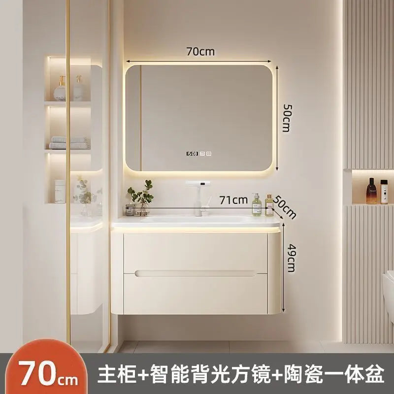 Mirror Floating Bathroom Cabinet Sink Drawer Shelves Vanity Bathroom Cabinet Modern Storage Armoire De Rangement Accessories