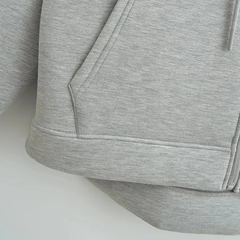 HXAO Hoodie Woman Outerwears Long Sleeve Demi-Season Women Jacket Coat Casual Sweatshirt With Zipper Grey Black Jacket Coats