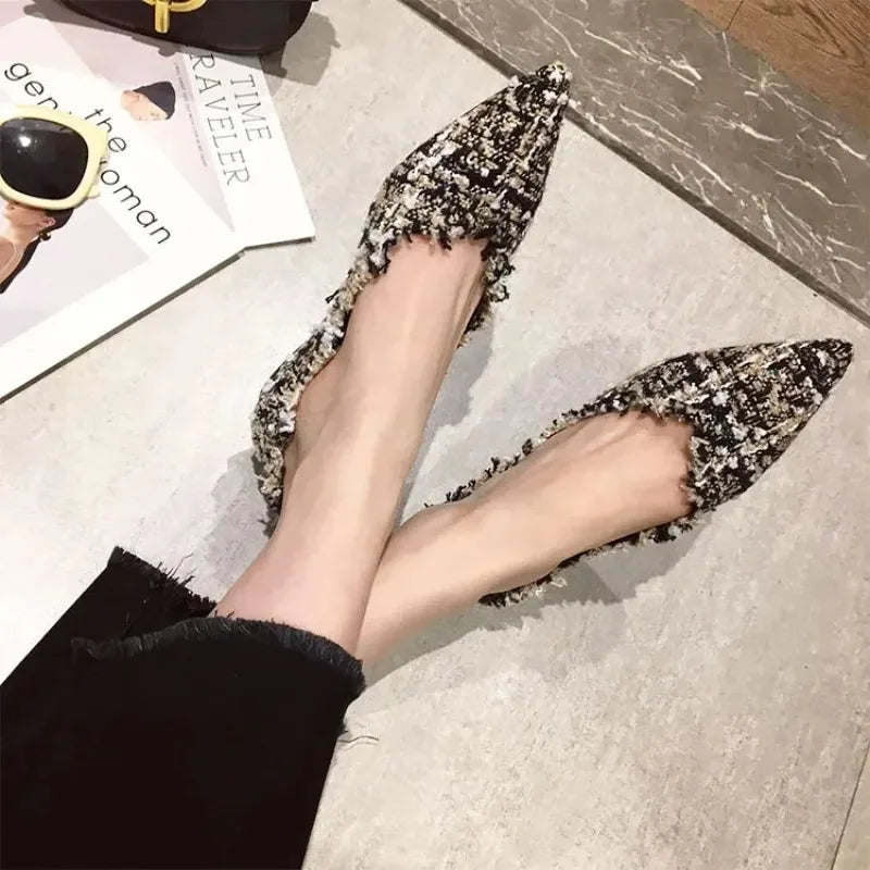 2026 Women Shoe Exquisite Pointed Tip Casual Shoes for Woman Elegant French Style Flat Shoe Fashion Designer Shoes Zapatos Mujer