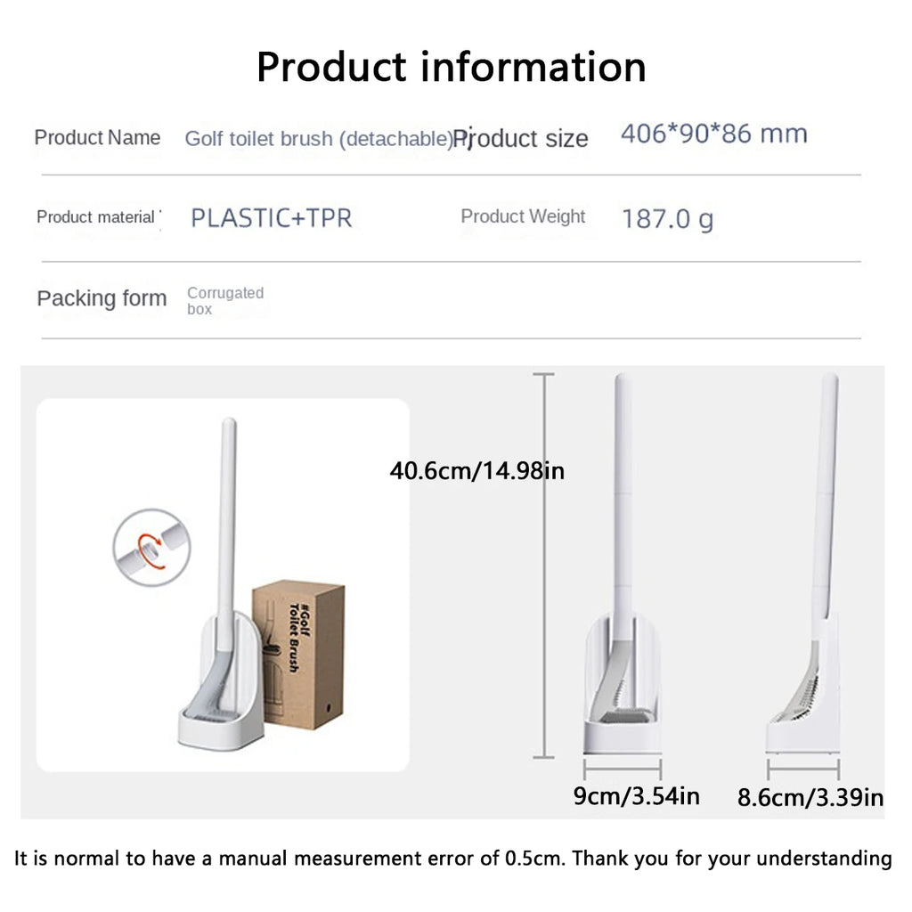 Toilet Brush with Base, Wall-Mounted Bathroom Cleaning Tool with Quick Drainage, All-Round Cleaning Brush, Soft Rubber Brush Head, Does Not Damage the Glaze, Toilet Cleaning Brush Bathroom Accessory Set