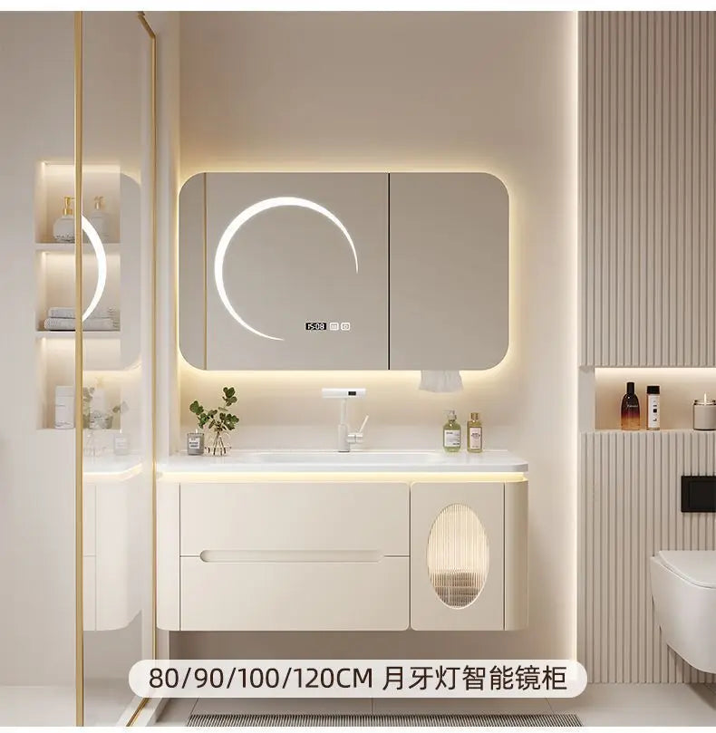 Mirror Floating Bathroom Cabinet Sink Drawer Shelves Vanity Bathroom Cabinet Modern Storage Armoire De Rangement Accessories