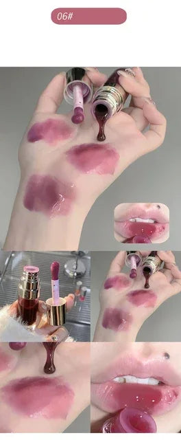 Plumping Gloss Lip Oil, Clear Jelly Lip Gloss for Moisturizing Care, Shiny Glass Lips, Big Brush Applicator, Nourishing Liquid L