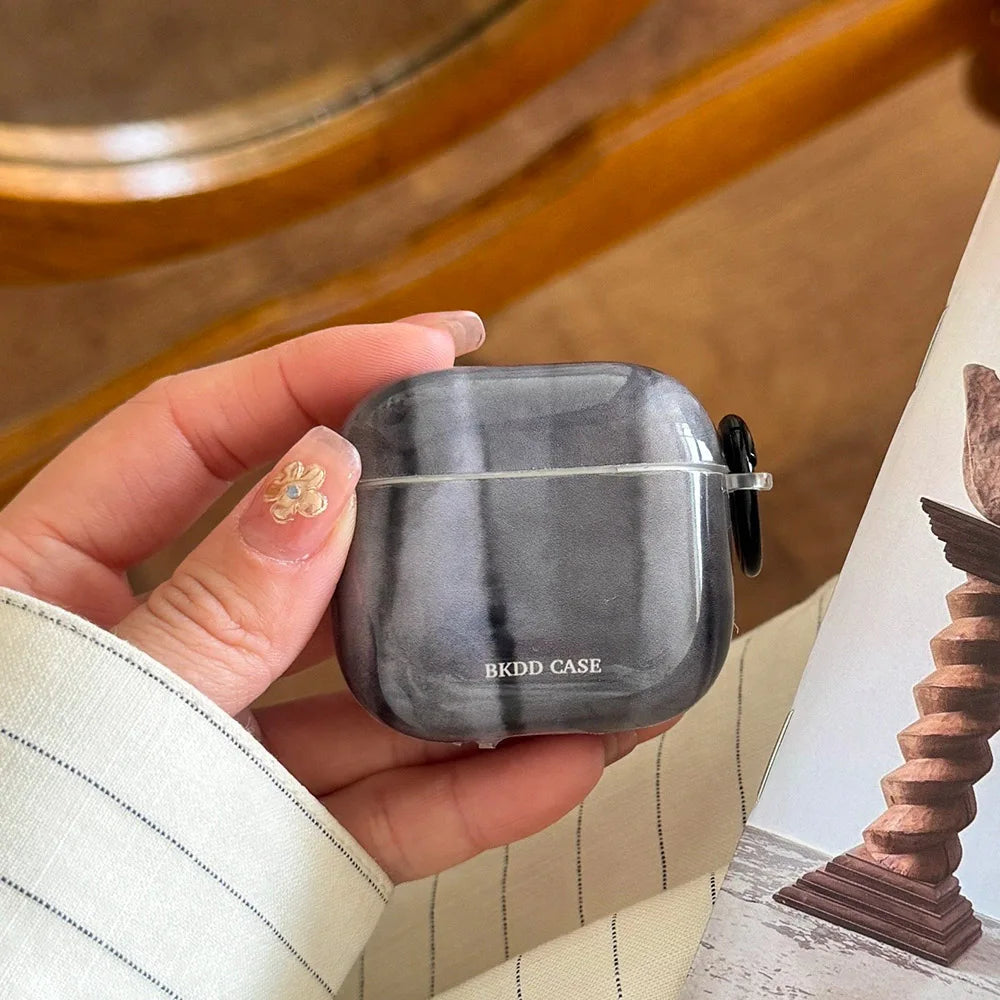 Simple Style Graphite Grey Gloss Soft Protective Case for AirPods 1 or 2 Pro 2 4 3nd Generation Earphone Fundas Shockproof Coque