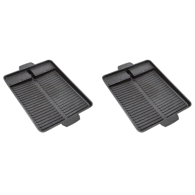 -BABQ 2X Portable Korean BBQ Grill Pan Non-Stick Grill Plate Butane Gas Stove Cooker Party Picnic Terrace Beach Barbecue Tray