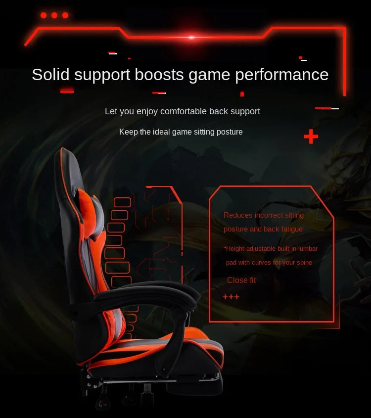 Gaming Chair For Video Game Or Office With Lumbar And Cervical Cushion Ergonomic Adjustable In Height And Reclining  Adjustable