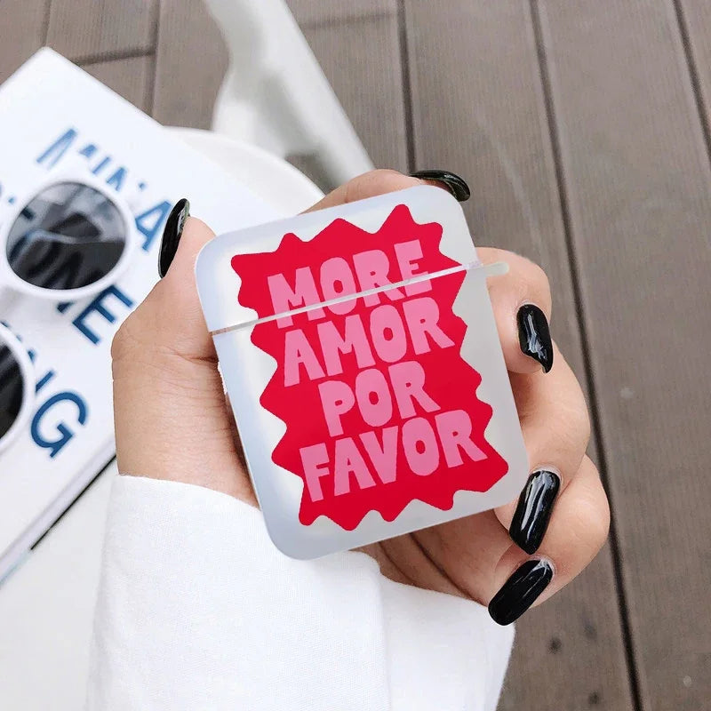 More Amor Por Favor Earphone Case for Airpods 4th 3rd 2 Pro Soft Transparent Cover for Airpod 2 3 1 Protective Accessorie Shell