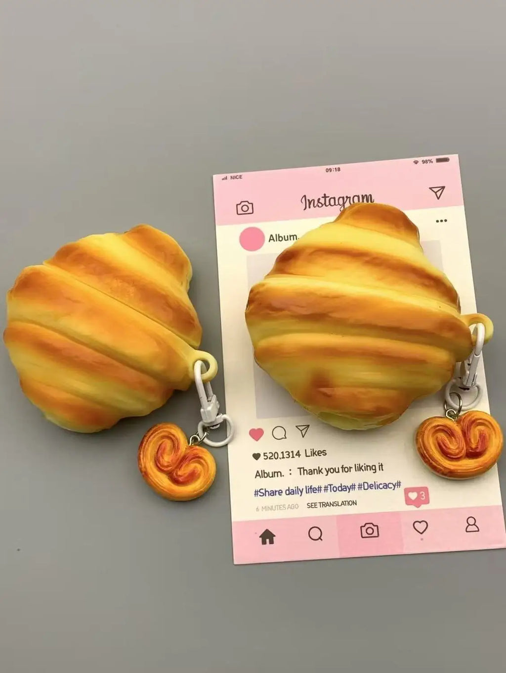 3D Croissant Case for AirPods 4 2024 Airpod 1 2 3 Pro Pro2 Bluetooth Earbuds Charging Box Protective Earphone Case Cover Funda