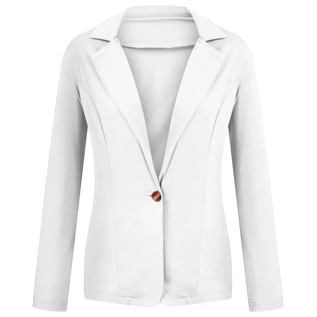 Women Suit Coat Elegant Lapel Suit Coat for Women Slim Fit Single Button Jacket for Business Wear Versatile Solid Color Soft